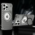 thumbnail image 1 of Magnetic Case for iPhone 15 Pro, Heat Dissipation, Adjustable Ring Holder Kickstand Cover, Cooling Hollow Design Metal Drop Protection Rugged Phone Case for iPhone 15 Pro, Gray, 1 of 6