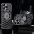 thumbnail image 1 of Magnetic Case for iPhone 15 Pro, Heat Dissipation, Adjustable Ring Holder Kickstand Cover, Cooling Hollow Design Metal Drop Protection Rugged Phone Case for iPhone 15 Pro, Black, 1 of 6