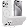 thumbnail image 1 of Magnetic Case for iPhone 15 Pro with Kicstand, Compatible with Magsafe, Built-in Camera Stash Stand, Military Protection, Skin Feeling Phone Case for iPhone 15 Pro 6.1inch, Frosted White, 1 of 1