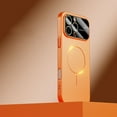 thumbnail image 1 of Magnetic Case for iPhone 15 Pro Max with Camera Lens Protector, Shockproof Hard PC Luxury Slim Case with HD Glass Protective Film, Compatible with Mag-Safe for iPhone 15 Pro Max Cover, Orange, 1 of 6