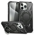 thumbnail image 1 of Magnetic Case for iPhone 15 Pro Max, Compatible with Mag-Safe Kickstand Case Military Grade Shockproof Protective Cover Rugged Phone Case with Rotated Ring Bracket for iPhone 15 Pro Max, Black, 1 of 8