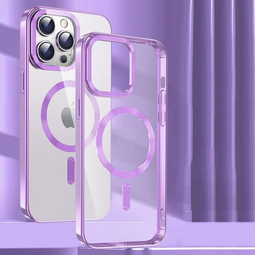 Magnetic Case for iPhone 15 Pro Max - Compatible with Magsafe Support Wireless Charging Clear Back Cover Not Yellowing Anti-Scratch Bumper Shockproof Case for Apple iPhone 15 Pro Max, Lightpurple