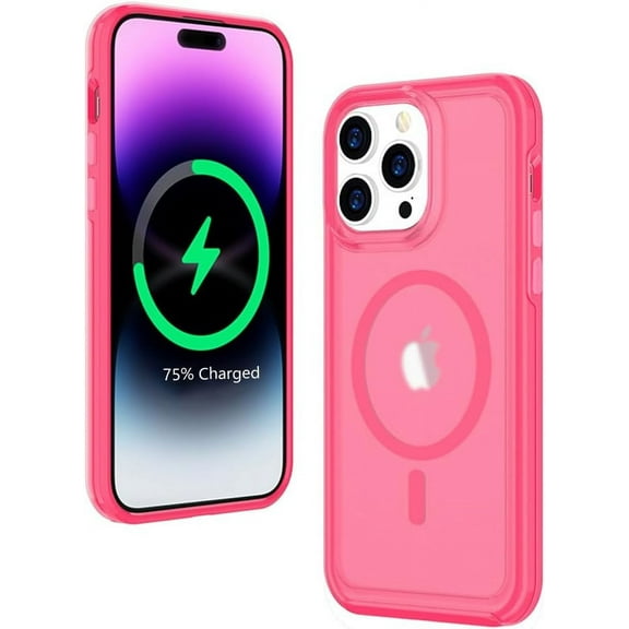Magnetic Case for iPhone 15 Pro Max Phone Case Compatible with MagSafe Shockproof Protection Slim Translucent Matte Cover for iPhone 15 Pro Max 6.7" - Hot Pink