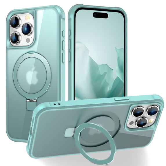 Magnetic Case for iPhone 15 Pro Max Ring Holder Bracket Cover, Compatible with MagSafe Wireless Charging Car Mount, Hybrid Shockproof Dustproof Slim Rugged Case for iPhone 15 Pro Max, Blue