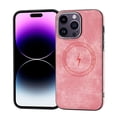 thumbnail image 1 of Magnetic Case for iPhone 15 Pro, PU Leather Luxury Phone Cover Support Wireless Charging Slim Lightweight Shockproof Mag Safe Shell,for Apple iPhone 15 Pro 6.1" - Pink, 1 of 7