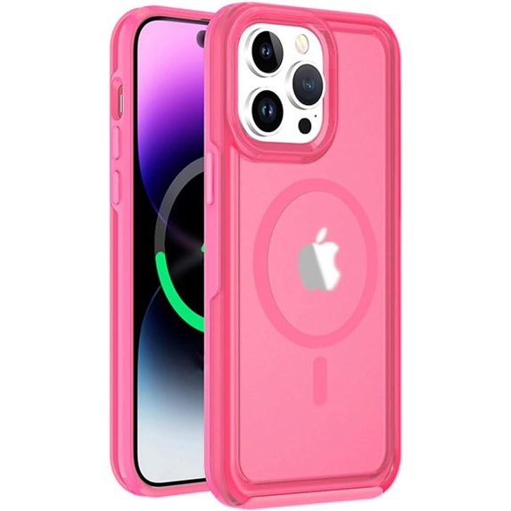 Magnetic Case for iPhone 15 Pro Phone Case Compatible with MagSafe Shockproof Protection Slim Translucent Matte Cover for iPhone 15 Pro 6.1" - Hot Pink