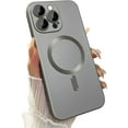 thumbnail image 1 of Magnetic Case for iPhone 15 Pro Phone Case for Women, Cute Matte Luxury Metallic Luster Design with Camera Lens Protector, Compatible with Magsafe Case for iPhone 15 Pro 6.1"-Titanium Gray, 1 of 14