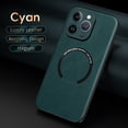thumbnail image 1 of Magnetic Case for iPhone 15 Pro, [Wireless Charging Support] Anti-Scratch PU Leather Shockproof Cover, Slim Anti-Fingerprint Lightweight Protective Case for iPhone 15 Pro, Green, 1 of 11