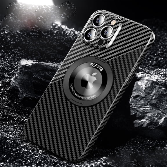 Magnetic Case for iPhone 16 with 360 Rotating Ring Kickstand, Aramid Carbon Fiber Ultra-Thin Shockproof Protective Cover Compatible with MagSafe Wireless Charger, Blacksilver