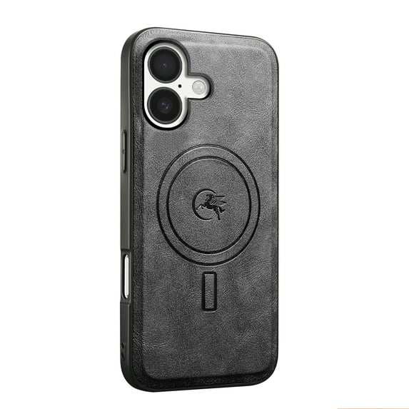 Magnetic Case for iPhone 16 Business Classic PU Leather Slim Soft Bumper Anti-Fingerprint Shockproof Protective Compatible with Magsafe Phone Cover For iPhone 16,Black
