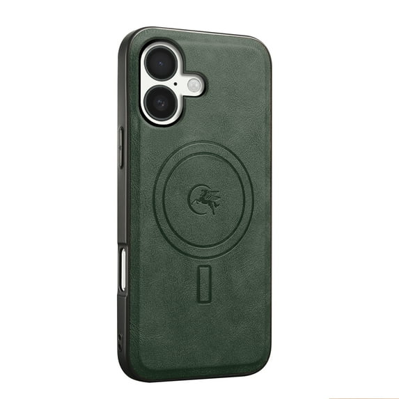 Magnetic Case for iPhone 16 Business Classic PU Leather Slim Soft Bumper Anti-Fingerprint Shockproof Protective Compatible with Magsafe Phone Cover For iPhone 16,Green