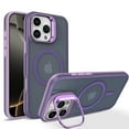 thumbnail image 1 of Magnetic Case for iPhone 16 with Camera Cover Kickstand, Matte Shock-Absorbent PC+TPU Protective Anti-Scratch Anti-Fingerprint Lightweight Phone Cover, Compatible with MagSafe, Purple, 1 of 5