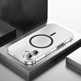 thumbnail image 1 of Magnetic Case for iPhone 16 Compatible with Mag-Safe, Aluminum Alloy Metal Phone Case with Camera Lens Protector, Shockproof Secure Buckle Non-Slip Cover for iPhone 16, Titaniumsilver, 1 of 10