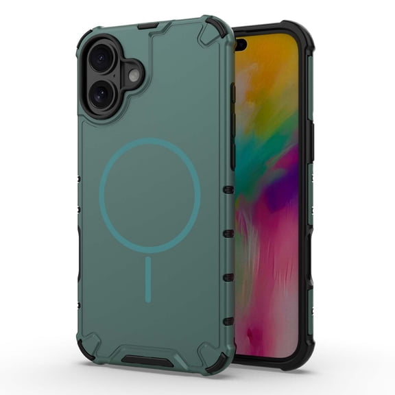 Magnetic Case for iPhone 16 [Compatible with Mag-Safe] [Heavy Duty Military Grade Drop Protection] Enhanced Corners Shockproof Solid Color Phone Cover for iPhone 16 6.1 inch, Darkgreen