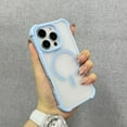 thumbnail image 1 of Magnetic Case for iPhone 16, Compatible with Mag-Safe, Raised Corners Shockproof Military Grade Drop Protection Translucent Slim Rugged Phone Cover for iPhone 16, Blue, 1 of 9
