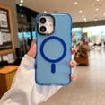 thumbnail image 1 of Magnetic Case for iPhone 16, Compatible with MagSafe Charging Soft TPU Bumper Slim Shockproof Protective Cute PC Back Cover for iPhone 16, Diamond Metal Camera Frame, Blue, 1 of 9