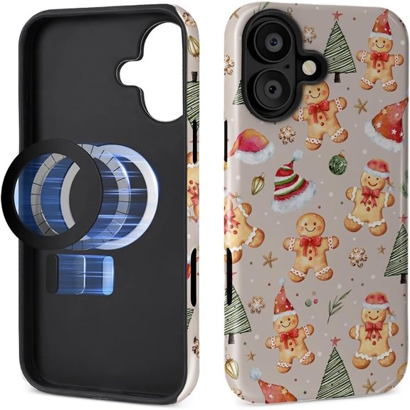 Magnetic Case for iPhone 16 Design, Compatible with MagSafe, Slim Protective Soft TPU Bumper Phone Cover Women Girls Case for iPhone 16-Christmas Cookies Snowman Hat