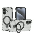 thumbnail image 1 of Magnetic Case for iPhone 16 Heavy Duty Rugged Dual-Layer Protection, [Compatible with MagSafe] Ring Holder Kickstand Shockproof Matte Scratch Armor Back Cover, Clear, 1 of 8