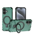 thumbnail image 1 of Magnetic Case for iPhone 16 Heavy Duty Rugged Dual-Layer Protection, [Compatible with MagSafe] Ring Holder Kickstand Shockproof Matte Scratch Armor Back Cover, Green, 1 of 8