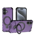 thumbnail image 1 of Magnetic Case for iPhone 16 Heavy Duty Rugged Dual-Layer Protection, [Compatible with MagSafe] Ring Holder Kickstand Shockproof Matte Scratch Armor Back Cover, Purple, 1 of 8