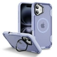 thumbnail image 1 of Magnetic Case for iPhone 16 with Kickstand, Compatible with Magsafe, Built-in Camera Stash Stand, Military Protection, Skin Feeling Case for iPhone 16, Lightpurple+ Clear Lightpurple, 1 of 9