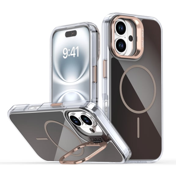 Magnetic Case for iPhone 16, Luxury Camera Cover Bracket Anti-Yellowing Anti-Scratch Lightweight Ultra Slim Colorful Elegant Drop Protective Wireless Charging Phone Cover, Orange