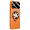 thumbnail image 1 of Magnetic Case for iPhone 16 Plus with Big Window Glass Lens Camera Full Protector [Compatible with Magsafe] Shockproof Logo View Hidden Kickstand PC Slim Phone Case for Women Men,Orange, 1 of 6