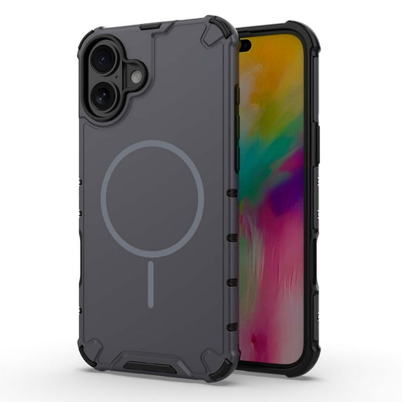 Magnetic Case for iPhone 16 Plus, Compatible with Mag-Safe, Classic Hybrid Magnetic Phone Case, Military Grade Drop Protection, Scratch-Resistant Back Rugged Cover for iPhone 16 Plus, Gray