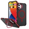 thumbnail image 1 of Magnetic Case for iPhone 16 Plus, Compatible with MagSafe Accessories, Built-in Metal Camera Ring Stand, Military-Grade Protection, Strong Magnets Slim Shockproof Skin Friendly, Red, 1 of 8