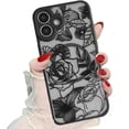 thumbnail image 1 of Magnetic Case for iPhone 16 Plus, Compatible with MagSafe, Cute Black Floral Pattern Women Girls Thin Case Translucent Forst Clear Back Soft TPU Bumper Shockproof Protective Slim Cover, Roses, 1 of 9