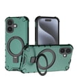 thumbnail image 1 of Magnetic Case for iPhone 16 Plus Heavy Duty Rugged Dual-Layer Protection, [Compatible with MagSafe] Ring Holder Kickstand Shockproof Matte Scratch Armor Back Cover, Green, 1 of 8