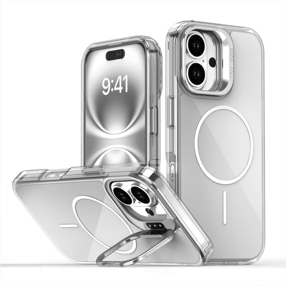 Magnetic Case for iPhone 16 Plus, Luxury Camera Cover Bracket Anti-Yellowing Anti-Scratch Lightweight Ultra Slim Colorful Elegant Drop Protective Wireless Charging Phone Cover, White