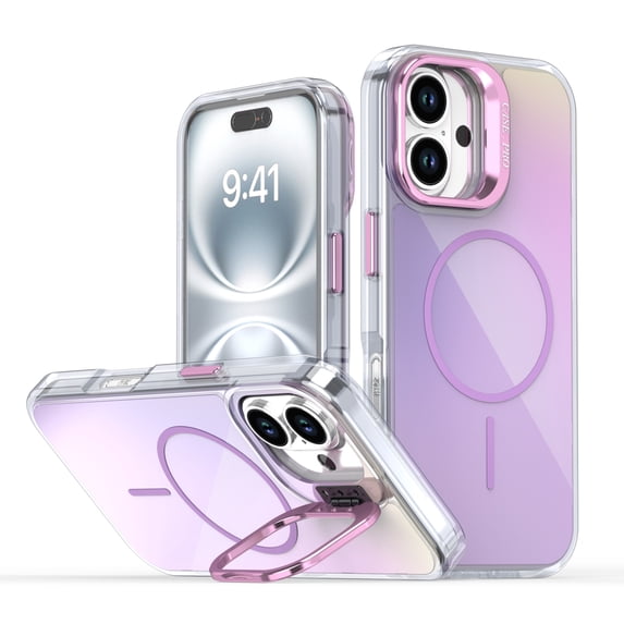 Magnetic Case for iPhone 16 Plus, Luxury Camera Cover Bracket Anti-Yellowing Anti-Scratch Lightweight Ultra Slim Colorful Elegant Drop Protective Wireless Charging Phone Cover, Purple