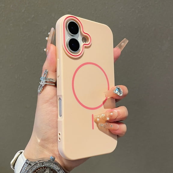Magnetic Case for iPhone 16 Plus Phone Case Support Wireless Charging, Durable Silicone Lightweight Slim Shockproof Microfiber Lining Anti-Scratch Phone Cover for iPhone 16 Plus, Pink