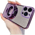 thumbnail image 1 of Magnetic Case for iPhone 16 Pro Case Sparkle Cute with Stand Phone Case [Compatible with MagSafe] Slim Glitter Card Shockproof Protective Women Girls Case for iPhone 16 Pro 6.3 inch Purple YD, 1 of 9