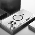 thumbnail image 1 of Magnetic Case for iPhone 16 Pro Compatible with Mag-Safe, Aluminum Alloy Metal Phone Case with Camera Lens Protector, Shockproof Secure Buckle Non-Slip Cover for iPhone 16 Pro, Titaniumsilver, 1 of 10