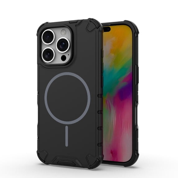 Magnetic Case for iPhone 16 Pro [Compatible with Mag-Safe] [Heavy Duty Military Grade Drop Protection] Enhanced Corners Shockproof Solid Color Phone Cover for iPhone 16 Pro 6.3 inch, Black
