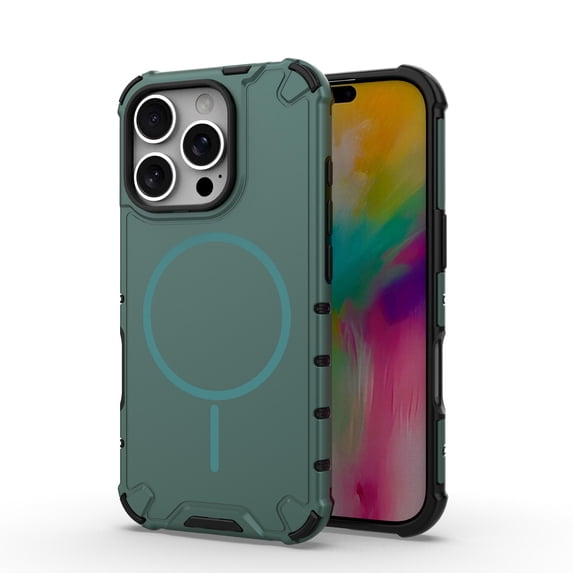 Magnetic Case for iPhone 16 Pro [Compatible with Mag-Safe] [Heavy Duty Military Grade Drop Protection] Enhanced Corners Shockproof Solid Color Phone Cover for iPhone 16 Pro 6.3 inch, Darkgreen