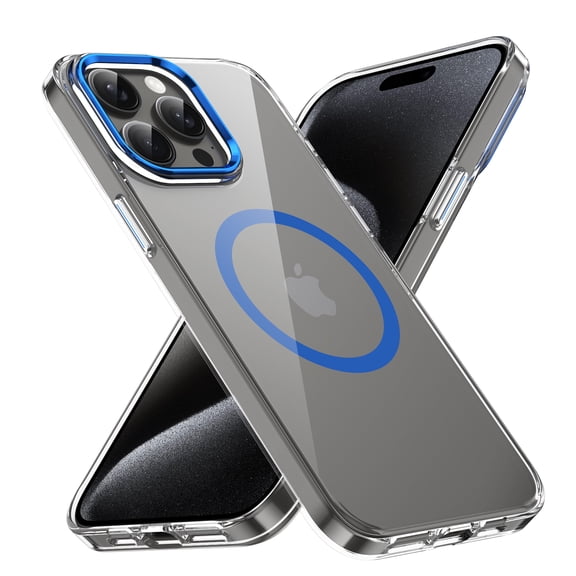 Magnetic Case for iPhone 16 Pro Compatible with MagSafe Wireless Charging, Drop Proof,Rugged,Anti-Yellowing,Shockproof Phone Bumper Cover, Anti-Scratch Clear Back,Hard Phone Case,Blue
