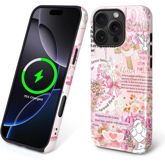 Case for iPhone 16 Pro, Compatible with Magsafe PC Hard Shell & Silicone Inner Bumper Anti-Scratch Full-Body Cover Shockproof Slim Design Retro Newspaper Collage Religious Jesus