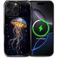 thumbnail image 1 of Magnetic Case for iPhone 16 Pro, Compatible with Magsafe PC Hard Shell Silicone Inner Bumper Anti-Scratch Full-Body Cover Shockproof Slim Design Unique Stained Glass Jellyfish, 1 of 7