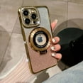 thumbnail image 1 of Magnetic Case for iPhone 16 Pro with Holder Stand, Rhinestone Glitter Plated Bling Luxury Phone Case Compatible with MagSafe Shockproof Kickstand Design for iPhone 16 Pro - Gold, 1 of 6