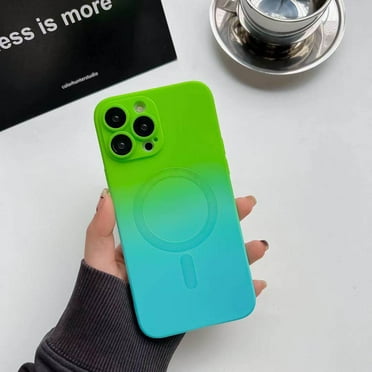 Magnetic Case for iPhone 16 Pro Max Case, [Compatible with Magsafe] [Full Camera Lens Protector] Soft Liquid Silicone Bumper Anti-Drop Protective Shockproof Cover for iPhone 16 Pro Max, Green+Blue