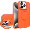 thumbnail image 1 of Magnetic Case for iPhone 16 Pro Max Case Silicone [Compatible with MagSafe] Wireless Charging Built-in Stand Durable Protection Case Back Matte Thin Cover for iPhone 16 Pro Max Orange CXT, 1 of 7