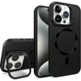 thumbnail image 1 of Magnetic Case for iPhone 16 Pro Max Case Silicone [Compatible with MagSafe] Wireless Charging Built-in Stand Durable Protection Case Back Matte Thin Cover for iPhone 16 Pro Max Black CXT, 1 of 8