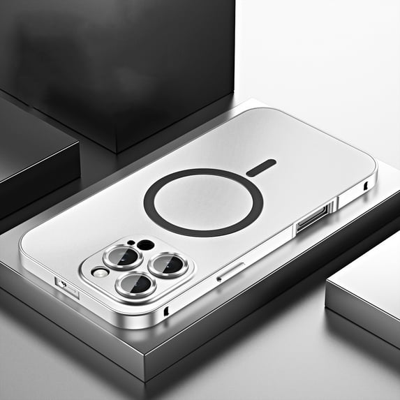 Magnetic Case for iPhone 16 Pro Max Compatible with Mag-Safe, Aluminum Alloy Metal Phone Case with Camera Lens Protector, Shockproof Secure Buckle Non-Slip Cover for iPhone 16 Pro Max, Titaniumsilver