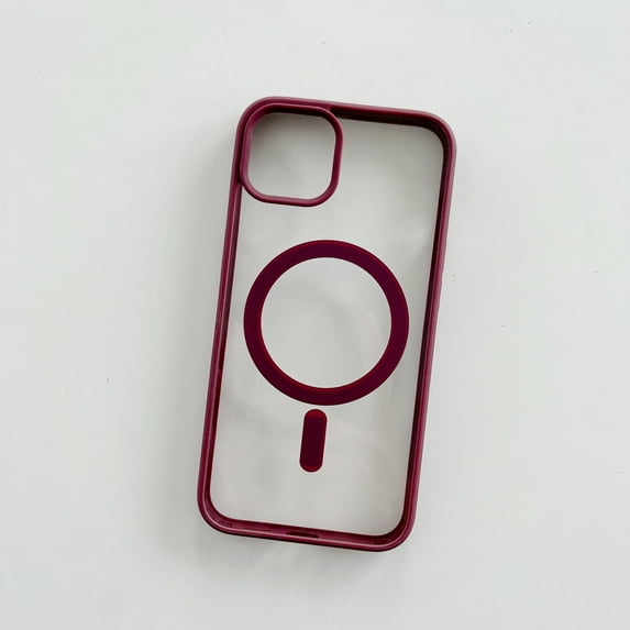 Magnetic Case for iPhone 16 Pro Max, Compatible with MagSafe Charging, Shockproof Anti-scratch Protective Case Matte Ultra Thin Acrylic Back Transparent Phone Case, Winered