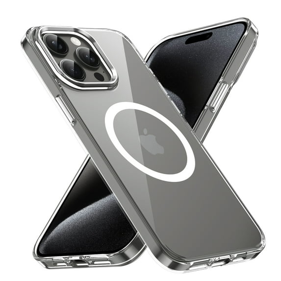 Magnetic Case for iPhone 16 Pro Max Compatible with MagSafe Wireless Charging, Drop Proof,Rugged,Anti-Yellowing,Shockproof Phone Bumper Cover, Anti-Scratch Clear Back,Hard Phone Case,Silver