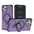 thumbnail image 1 of Magnetic Case for iPhone 16 Pro Max Heavy Duty Rugged Dual-Layer Protection, [Compatible with MagSafe] Ring Holder Kickstand Shockproof Matte Scratch Armor Back Cover, Purple, 1 of 12