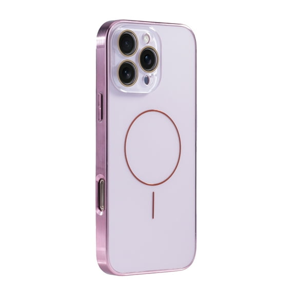 Magnetic Case for iPhone 16 Pro Max Phone Case, Matte Luxury Metallic Luster Design, Built-in Camera Lens Protector, Compatible with Magsafe Titanium Slim Case, Military-Grade Protection - Pink